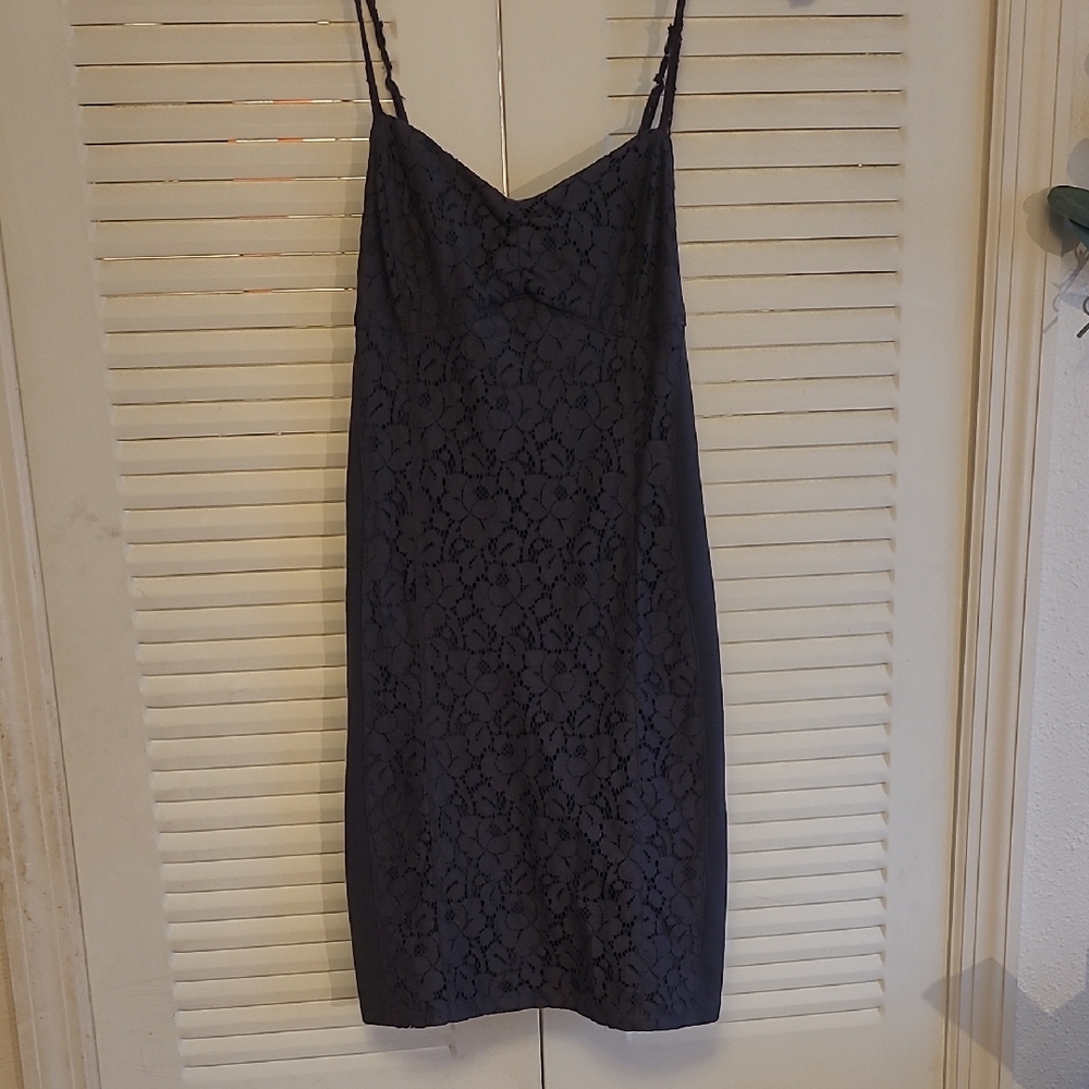 American Eagle Outfitters Greyish-Black Lace Mini Dress